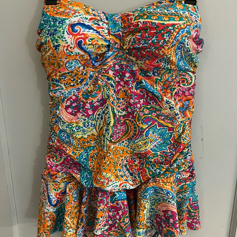 Chaps Multicolor Paisley One Piece Swimsuit
